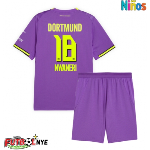 Camiseta Borussia Dortmund Ethan Nwaneri #18 Tercera Equipación para niños 2026-27 manga corta (+ pantalones cortos)